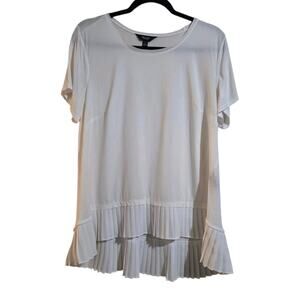 Simply Vera Vera Wang White Capsule Wardrobe Shirt Top Stretch L Pleats Staple